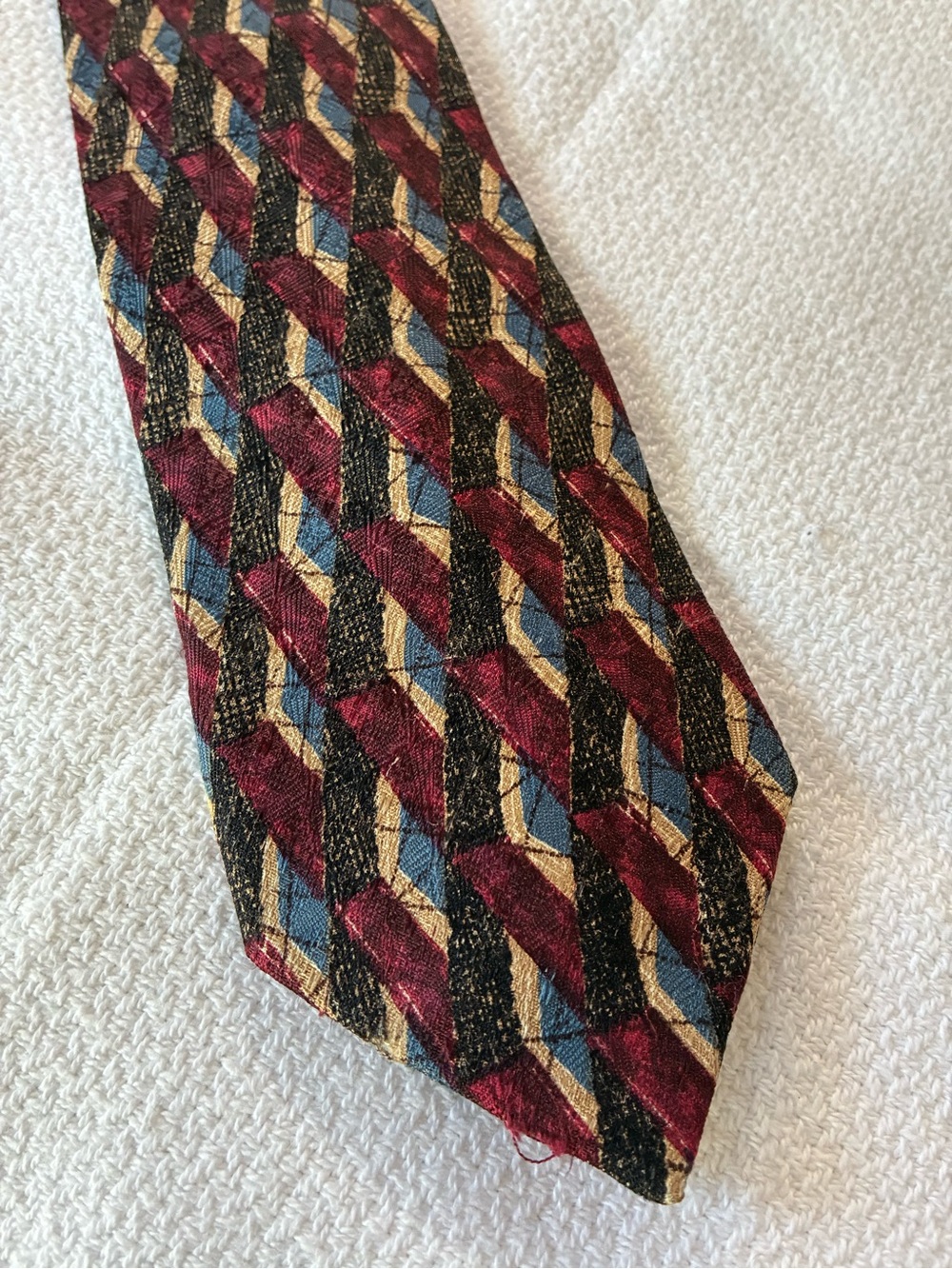 Robert Talbott Burgundy, Blue & Gold Geometric Silk Tie